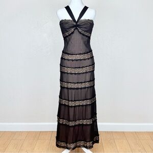 BCBGMaxAzria Black and Gold Maxi Dress